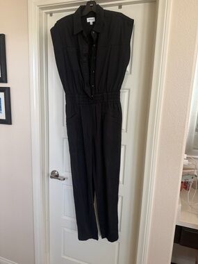 pistola Black Sleeveless Button-Front Jumpsuit